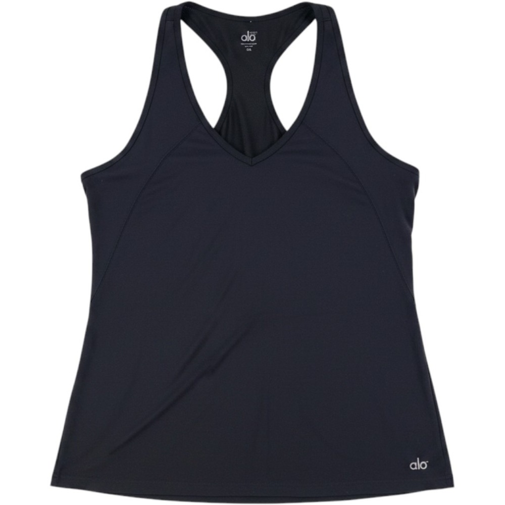 Alo Yoga Womens CoolFit Tank Top XXL Black Mesh Racerback V-Neck Activewear